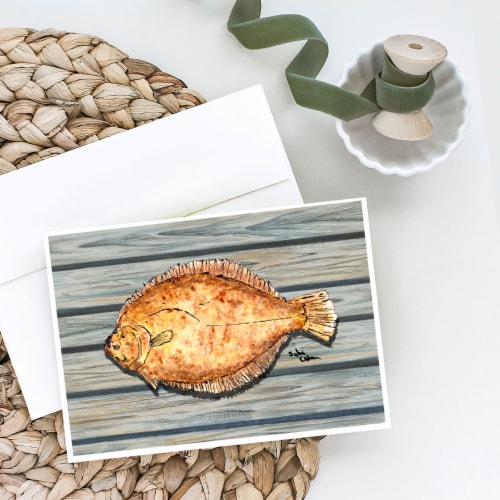 Carolines Treasures  8495GCA7P Fish Flounder Greeting Cards and Envelopes Pack o Perspective: back