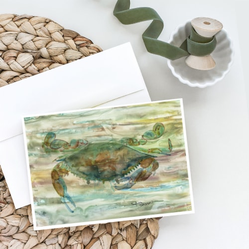 Carolines Treasures  SC2015GCA7P Crab a leg up Sunset Greeting Cards and Envelop Perspective: back