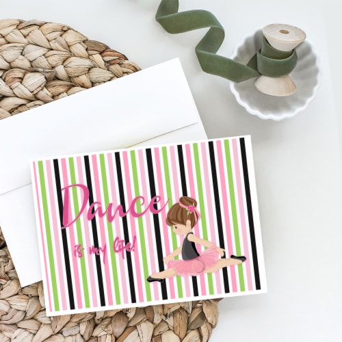 Ballet Dance is my Life Brunette Greeting Cards and Envelopes Pack of 8 Perspective: back