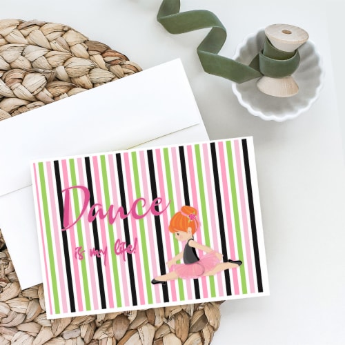 Ballet Dance is my Life Red Greeting Cards and Envelopes Pack of 8 Perspective: back
