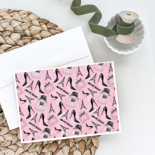 Watercolor Fashion Diva Shoes and accessories Greeting Cards and Envelopes Pack Perspective: back