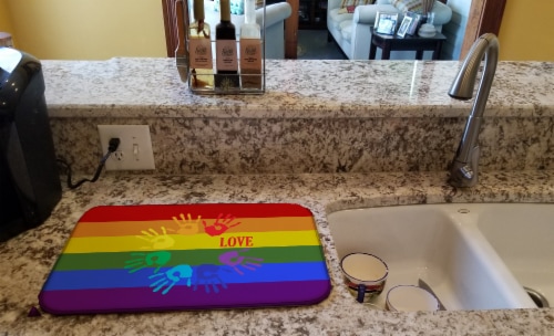 Carolines Treasures CK8021DDM Gay Pride Love Hands Dish Drying Mat Perspective: back