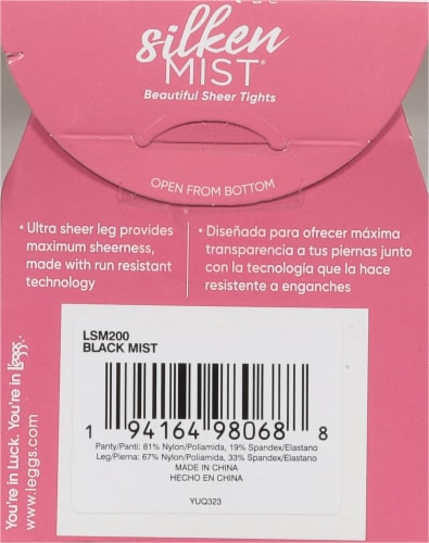L'Eggs® Silken Mist Ultra Sheer Run Resist Control Top Sheer Toe - Black Mist Perspective: back