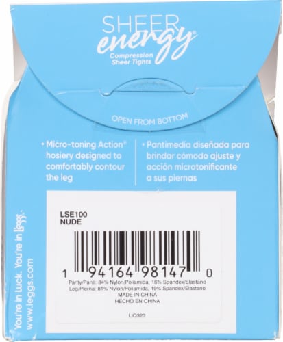 L'eggs® Sheer Energy® Control Top Medium Support Leg Sheer Tights - B Nude Perspective: back