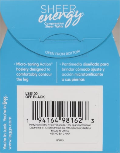 L'Eggs® Sheer Energy® Medium Support Leg Compression Sheer Tights - Off Black Perspective: back