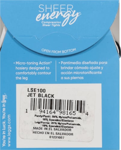 L'Eggs® Sheer Energy® Medium Support Sheer Pantyhose - Black Perspective: back