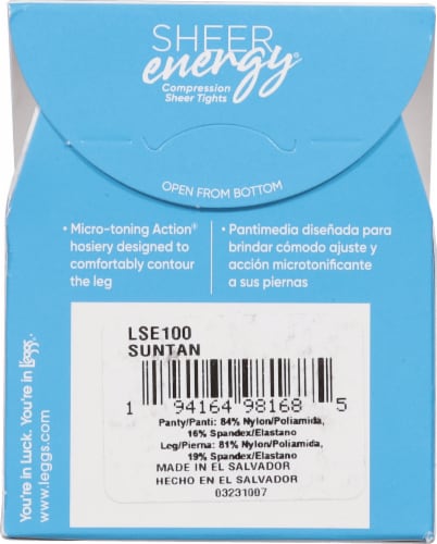 L'EGGS® Sheer Energy Medium Support Control Top Sheer Toe - Suntan Perspective: back