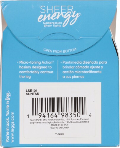 L'Eggs® Sheer Energy Medium Support Control Top Reinforced Toe Pantyhose - Sun Tan Perspective: back