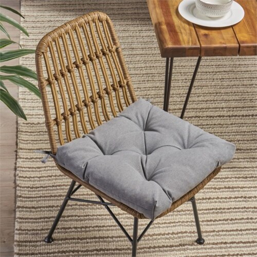 Noble House Banff Indoor Fabric Classic Tufted Chair Cushion in Charcoal Perspective: back