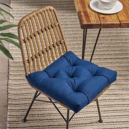 Noble House Baird Indoor Fabric Classic Tufted Chair Cushion in Navy Perspective: back