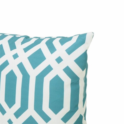 Noble House Manduka Arabesque Square Pillow in Dark Teal (Set of 2) Perspective: back