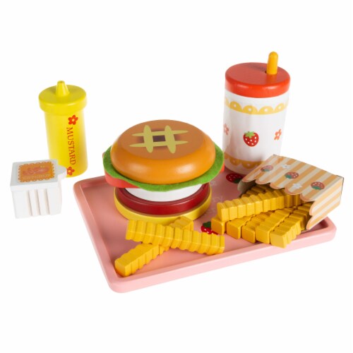 Pretend Play Fast Food Cheeseburger Meal with Fries Toddler Playset Perspective: back