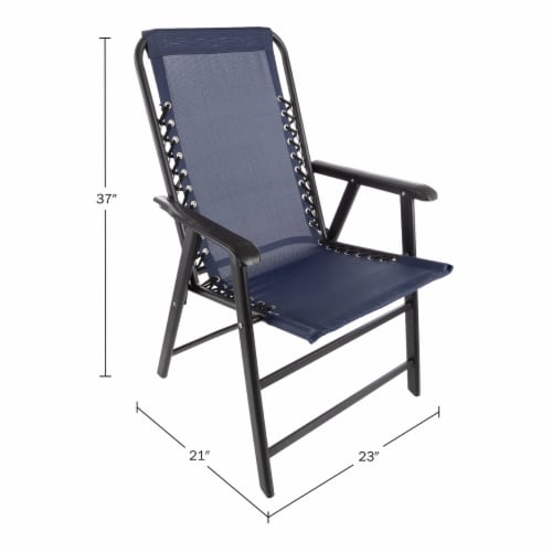 Lavish Home Set Of 2 Navy Folding Camping Chairs Textilene Bungee Suspension Portable Lounge 1 unit Kroger