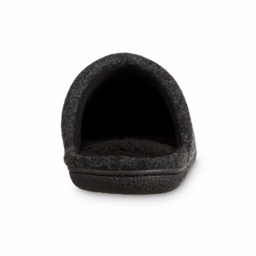 Isotoner® Faux Woolen Men's Hoodback Shoes - Black Perspective: back