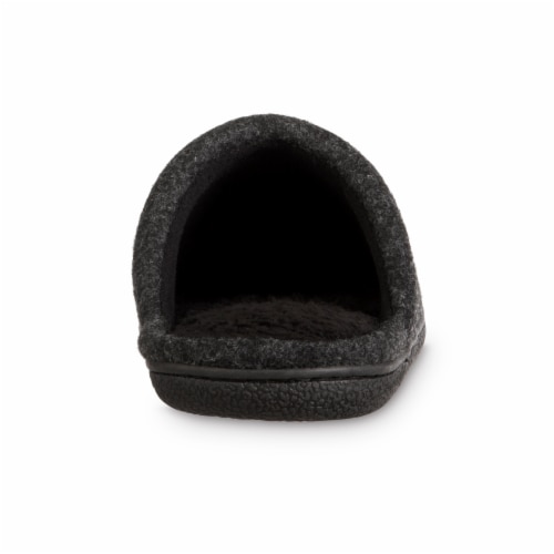 Isotoner® Faux Woolen Men's Hoodback Shoes - Black Perspective: back