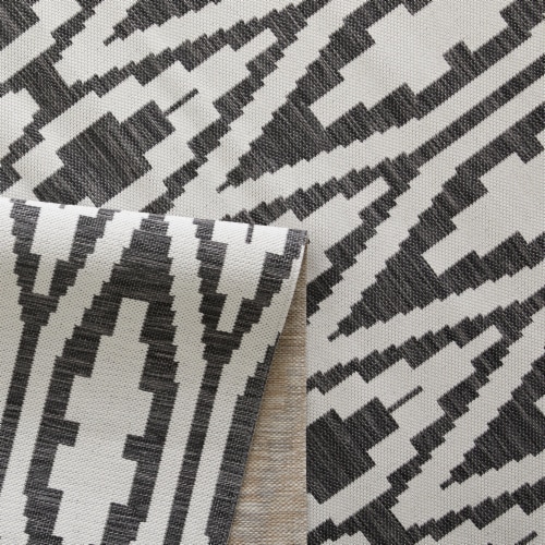 Backyard Bungalow Dania Khloe Indoor/Outdoor Rug - Black-White Perspective: back