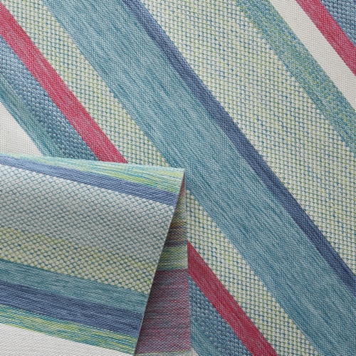 Backyard Bungalow Dania Cecile Indoor-Outdoor Rug - White-Blue Perspective: back