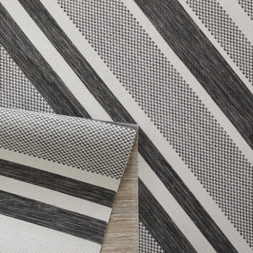 Backyard Bungalow Dania Canfield Indoor-Outdoor Rug - Black-Grey Perspective: back
