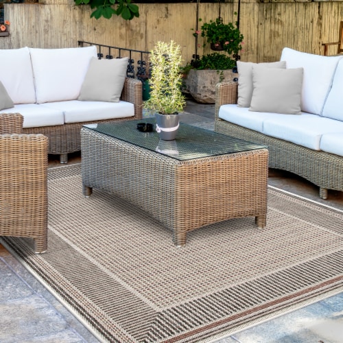 Backyard Bungalow Colourscape Hemsley Natural Indoor/Outdoor Rug - Ecru Perspective: back
