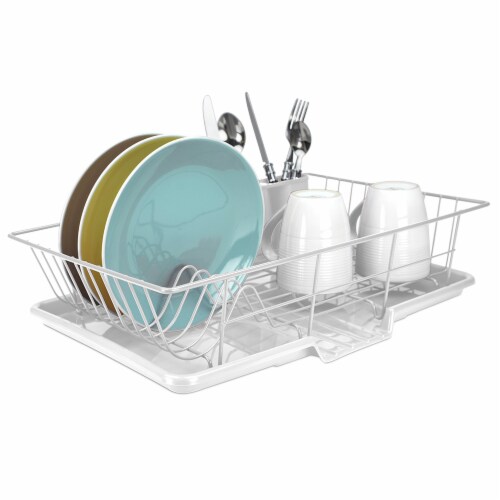 Home Basics 3 Piece Vinyl Dish Drainer with Self-Draining Drip