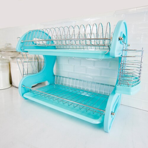 Home Basics 2 Tier Dish Drainer Chrome