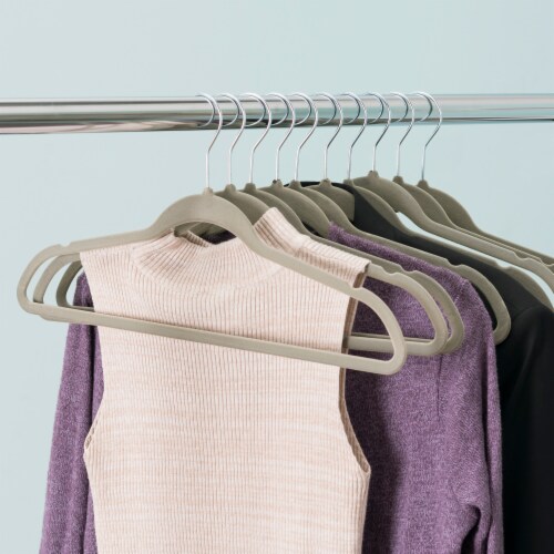 Home Basics 10-Piece Velvet Hangers, Grey Perspective: back