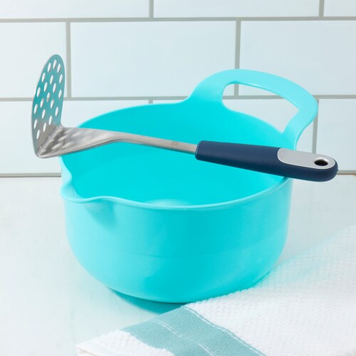 Michael Graves Design Comfortable Grip Vertical Handle Potato Masher, Indigo Perspective: back