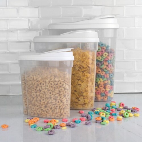 Home Basics 3 Piece Plastic Cereal Container Perspective: back
