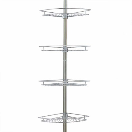 Zenna Home Tension Pole Rust Resistant Corner Shower Caddy in