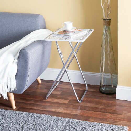 Home Basics Happy Multi-Purpose Foldable Table, Black/White Perspective: back