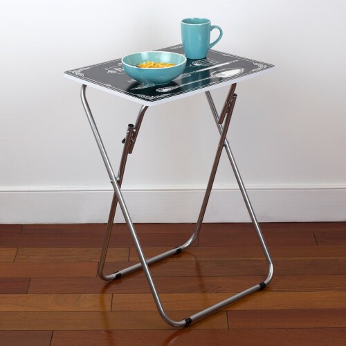 Home Basics Bon Apetit Multi-Purpose Folding Table, Black Perspective: back