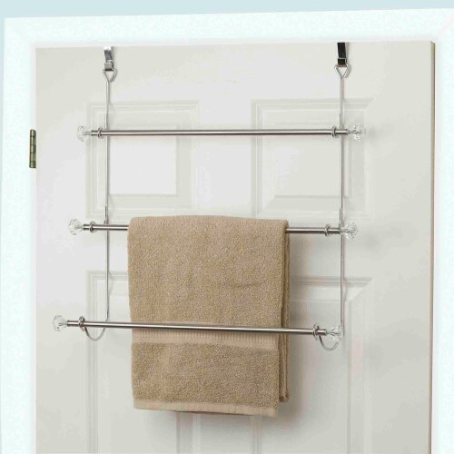 Home Basics 3 Tier Chrome Plated Steel Over the Door Towel Rack Perspective: back