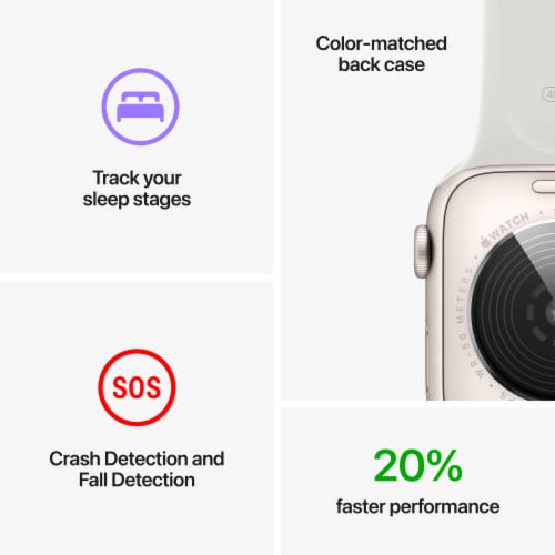 Apple Watch SE GPS 40mm Starlight Aluminum Case with Starlight Sport Band - S/M Perspective: back