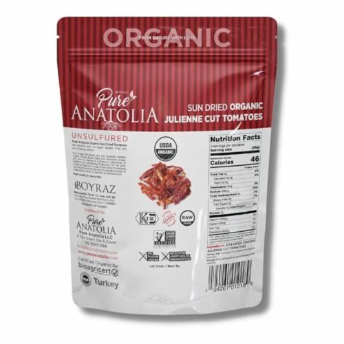 Pure Anatolia Sun Dried Organic Julienne Cut Tomatoes Perspective: back