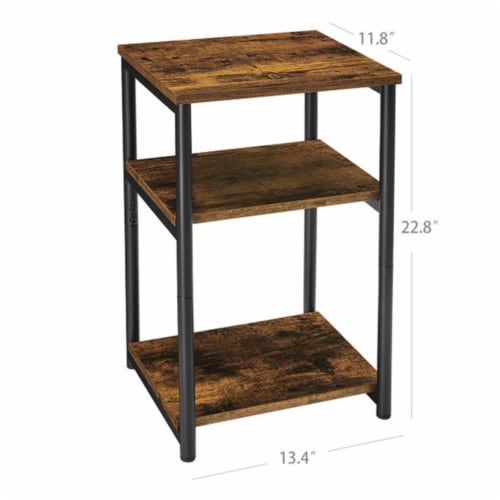 HONEY JOY 20 In. Brown Square End Table 2-tier Side Table With Open Shelf Metal Frame Industrial Tea Table Set Of 2 TOPB006755 - The Home Depot