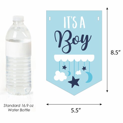 Big Dot of Happiness It's a Boy - Blue Baby Shower Bunting Banner Party Decor - Welcome Baby Perspective: back