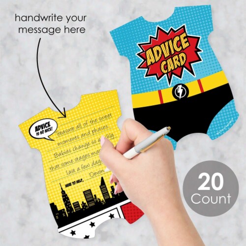Big Dot of Happiness Bam Superhero - Wish Card Activities - Shaped Advice Cards Game - 20 Ct Perspective: back