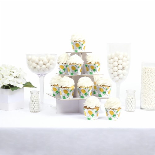 Big Dot of Happiness Tropical Pineapple - Summer Party Decor - Party Cupcake Wrappers - 12 Ct Perspective: back