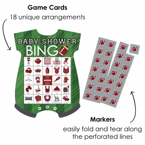 Big Dot of Happiness End Zone Football - Picture Cards & Markers Baby Shower Bingo Game 18 Ct Perspective: back