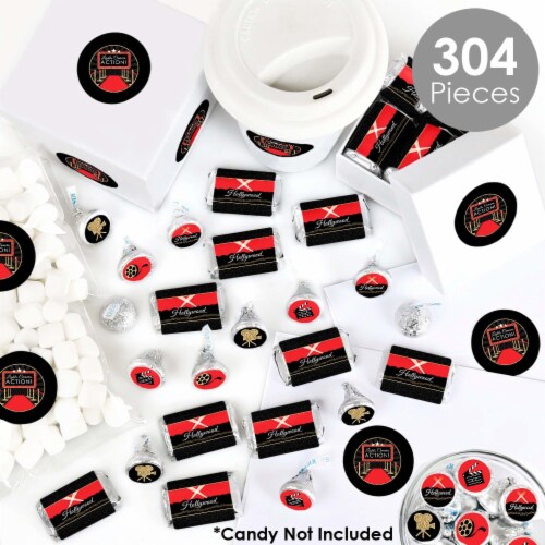 Big Dot of Happiness Red Carpet Hollywood - Movie Night Party Candy Favor Sticker Kit 304 Pc Perspective: back
