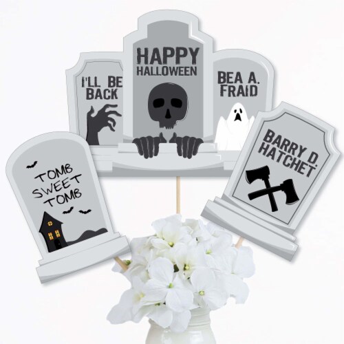Big Dot of Happiness Graveyard Tombstones - Halloween Party Centerpiece - Table Toppers 15 Ct Perspective: back