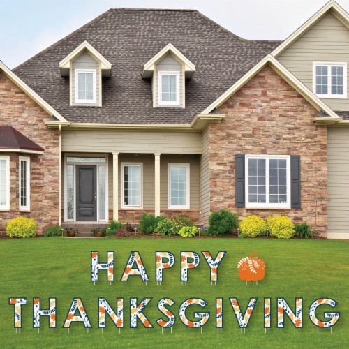 Big Dot of Happiness Happy Thanksgiving - Lawn Decor Yard Signs - Happy Thanksgiving Perspective: back
