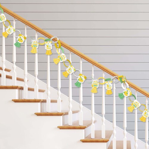 Big Dot of Happiness So Fresh Lemon 90 Chain Links & 30 Tassels Paper Chains Garland 21 ft Perspective: back