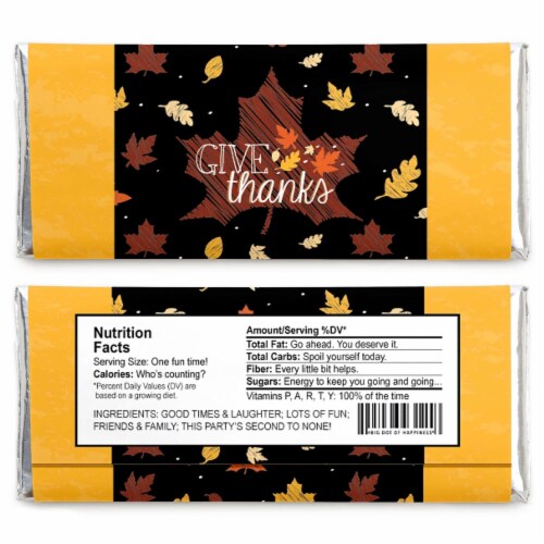 Big Dot of Happiness Give Thanks - Candy Bar Wrapper Thanksgiving Party Favors - Set of 24 Perspective: back