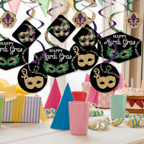 Big Dot of Happiness Mardi Gras - Masquerade Hanging Decor - Party Decor Swirls - Set of 40 Perspective: back