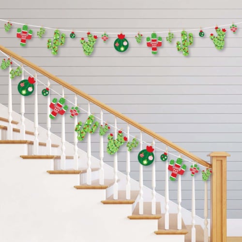 Big Dot of Happiness Merry Cactus - Christmas Party DIY Decor Clothespin Garland Banner 44 Pc Perspective: back