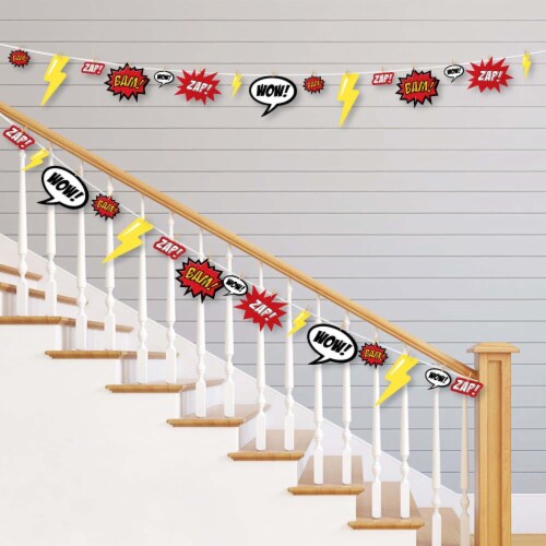 Big Dot of Happiness Bam Superhero - Party DIY Decor - Clothespin Garland Banner - 44 Pc Perspective: back