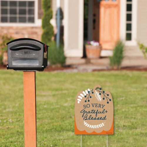 Big Dot of Happiness Happy Thanksgiving - Outdoor Lawn Fall Harvest Party Yard Sign - 1 Pc Perspective: back