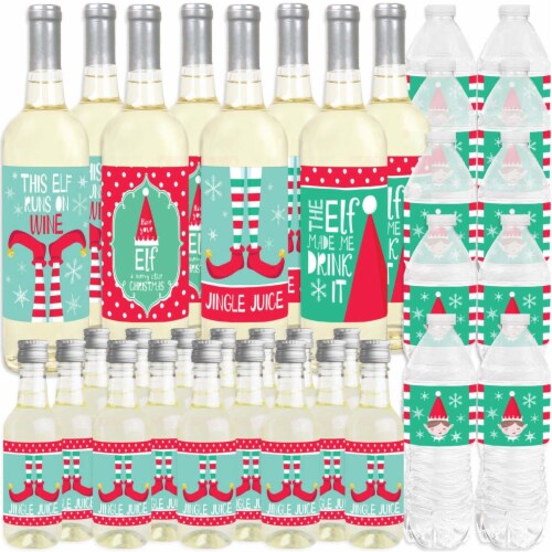 Big Dot of Happiness Elf Squad - Christmas Birthday Party Decor - Beverage Bar Kit - 34 Pc Perspective: back