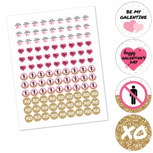 Big Dot of Happiness Be My Galentine Valentine's Day Round Candy Sticker Favors - 108 Ct Perspective: back